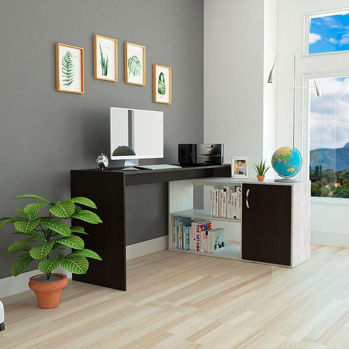 RTA DESIGN - Escritorio En L Axis Wengue y Blanco Artiko