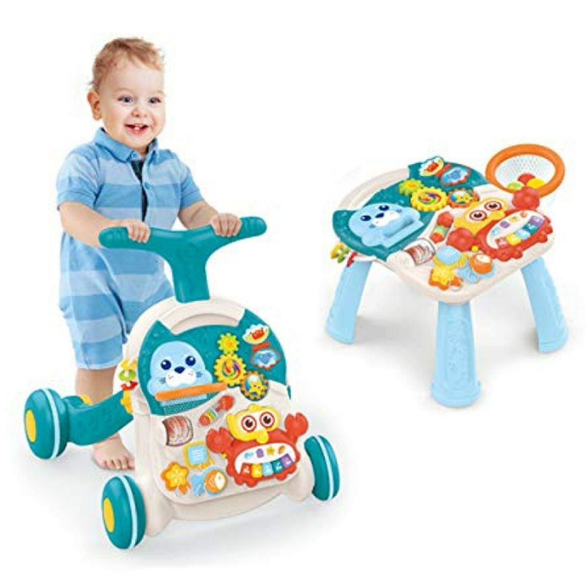 HUANGER - Caminador 2 En 1 Con Mesa Musical Didáctica