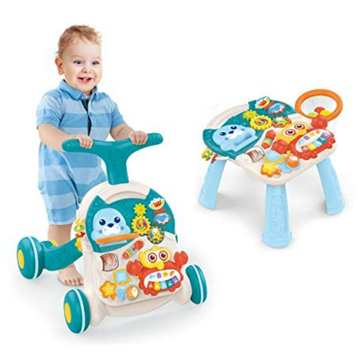 HUANGER - Caminador 2 En 1 Con Mesa Musical Didáctica