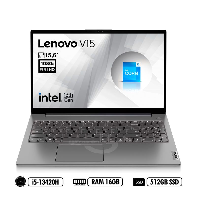 LENOVO - Portátil LENOVO V15 G4 IRU 156″ FHD Intel® i5-13420H RAM 16GB DDR4 512GB SSD Gris