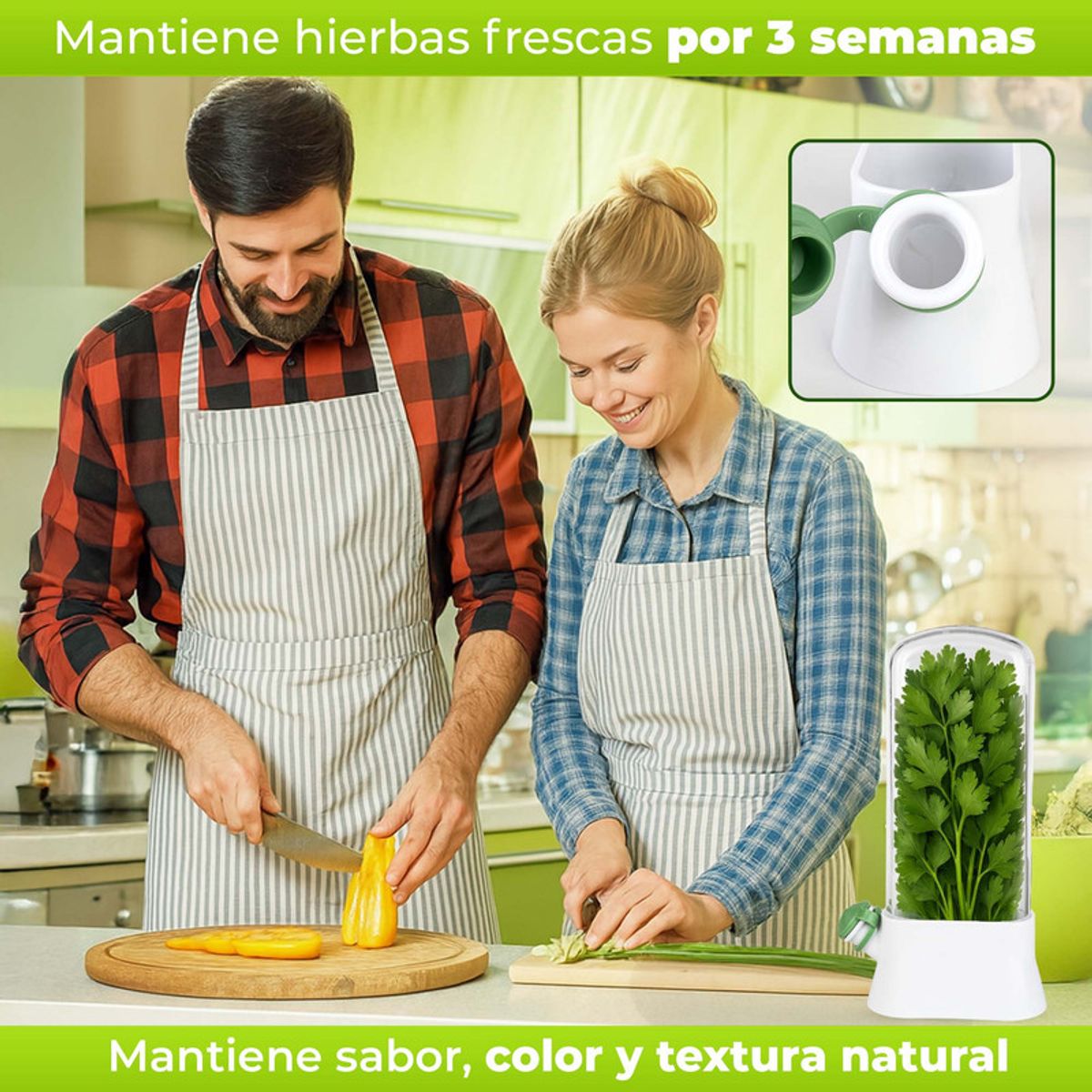 CHEF MASTER - Conservador de Hierbas Frescas Organizador Nevera Compacto