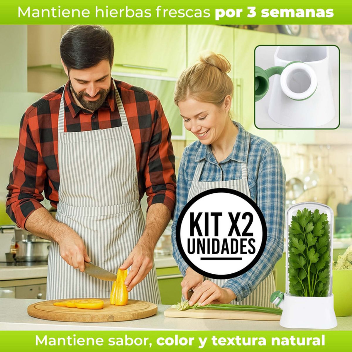 CHEF MASTER - Set x2 Conservador de Hierbas Frescas Organizador Nevera