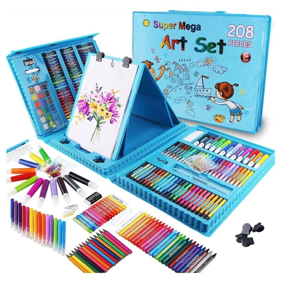 GENERICO - Set De Arte Niños Marcadores Crayolas Acuarelas 208 Pzs