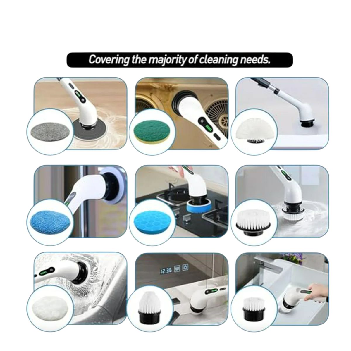 GENERICO - Cepillo Eléctrico Giratorio 9 En 1 Para Limpieza