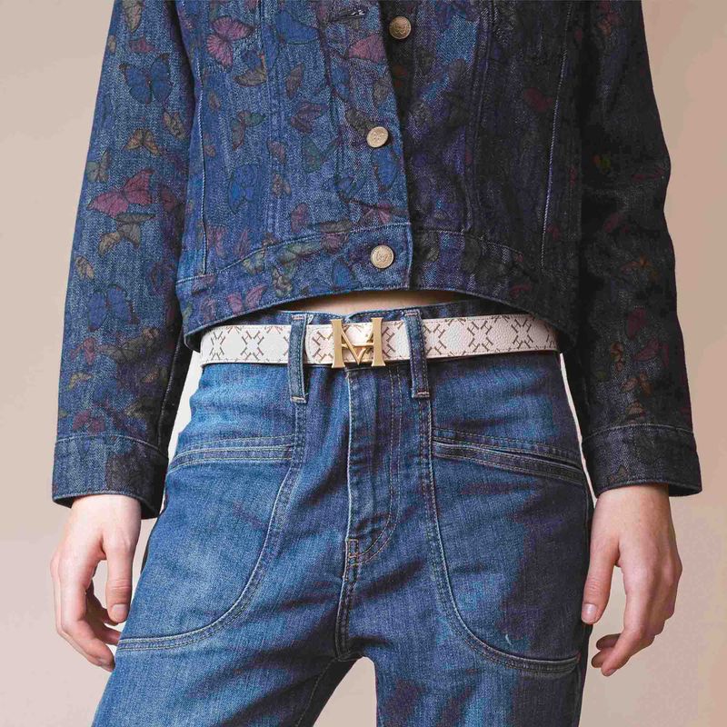 MARIO HERNANDEZ - Cinturón Casual Monograma Doble Faz Primario Café Beige