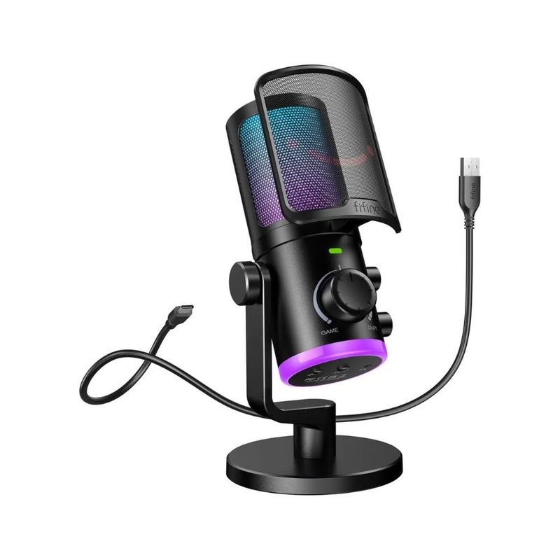 FIFINE - Fifine AM6 Micrófono Condensador RGB USB Color Negro