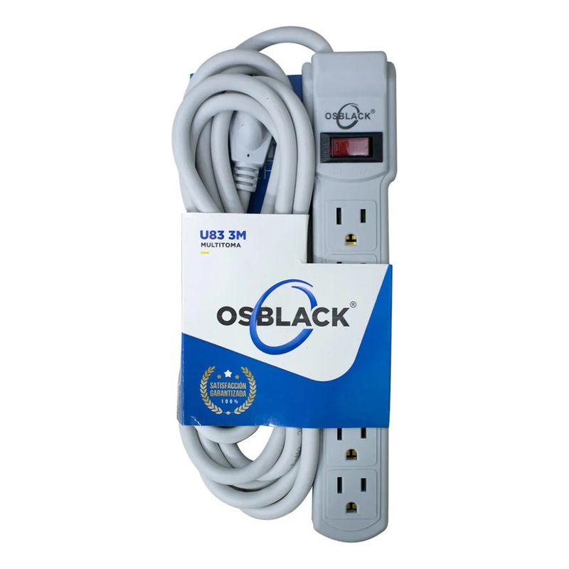 GENERICO - Toma Corriente Extensión 3m Conector Multiple X6 Blanco