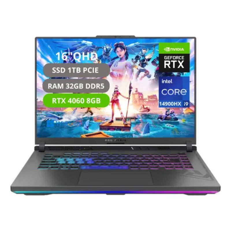 ASUS - PORTATIL ASUS ROG STRIX G16 INTEL CORE I9 14900HX RAM 32GB SSD 1TB RTX 4060 8GB