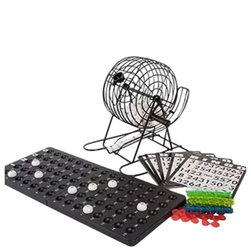 GENERICO - Set de Bingo pequeño balotera metálica