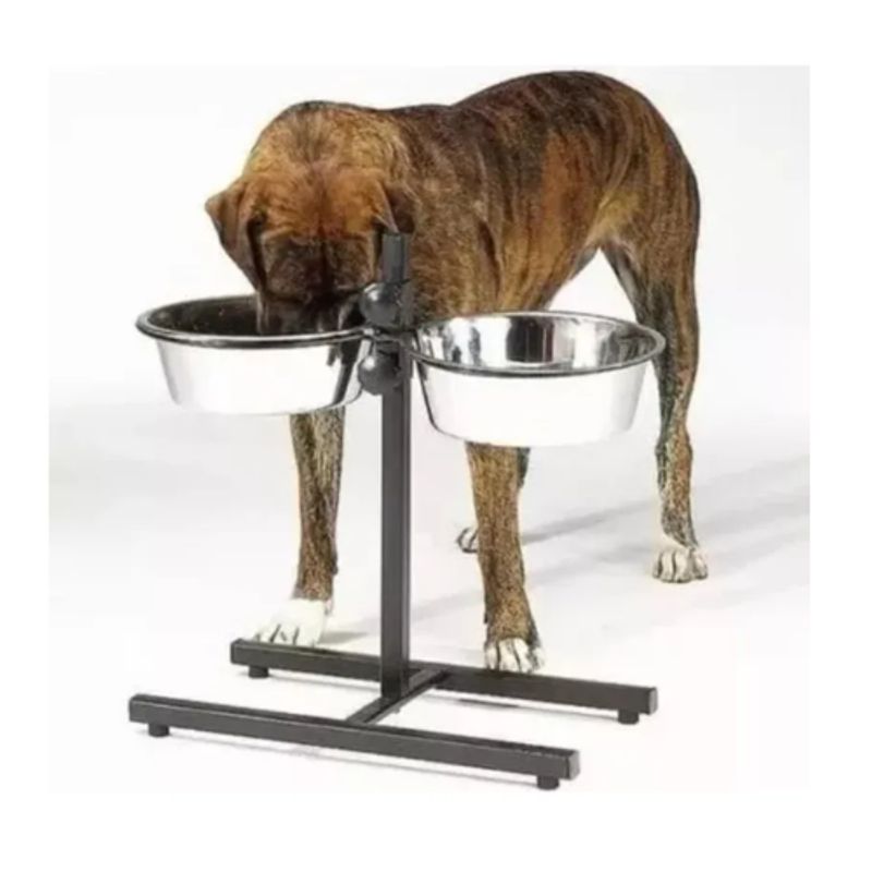 AFM - Comedero Elevado Ajustable Para Perro Acero Inoxidable 17cm