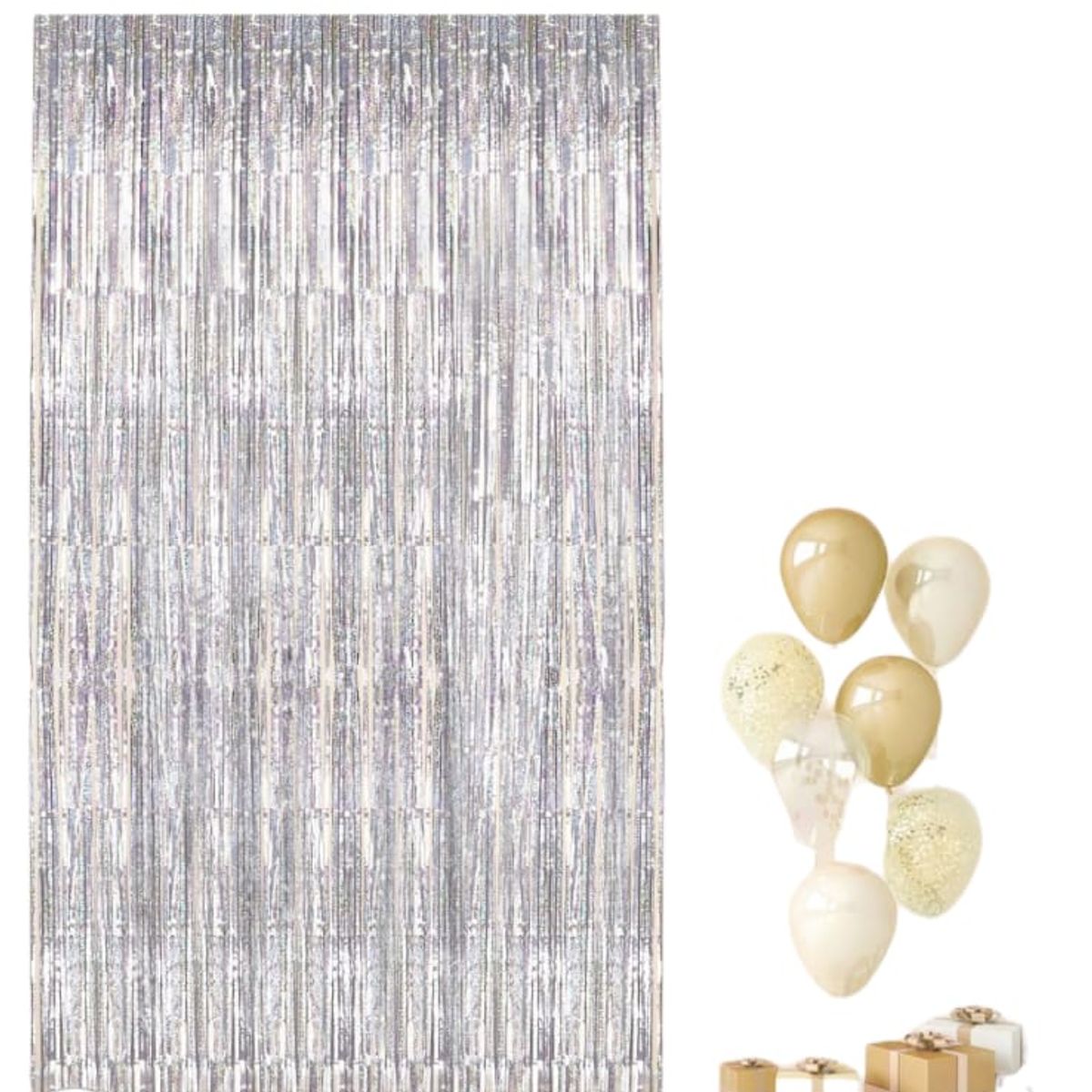 INFANTILES CAJUROMIX - Cortina Plateada de Flecos para Fondos Elegantes y Modernos