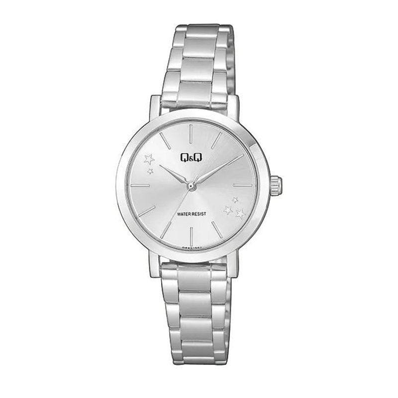 Q&Q - Reloj Q&Q Estrellas Plateado En Acero Inoxidable Original + Caja
