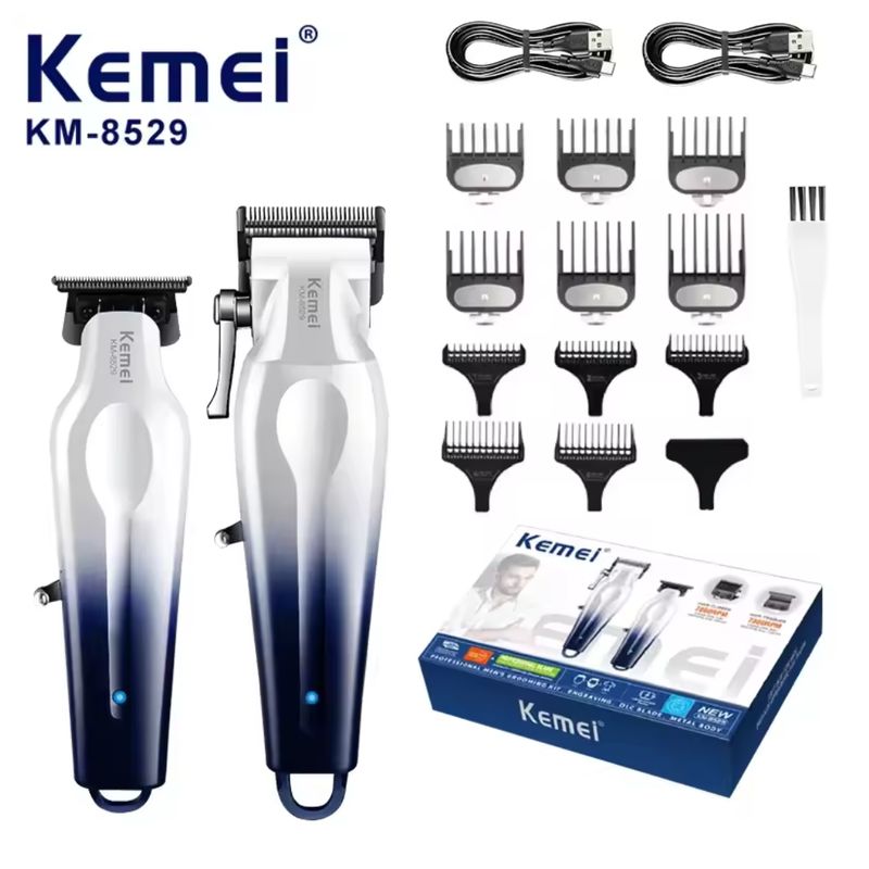 KEMEI - Combo Maquina + Patillera Profesional Kemei KM-8529