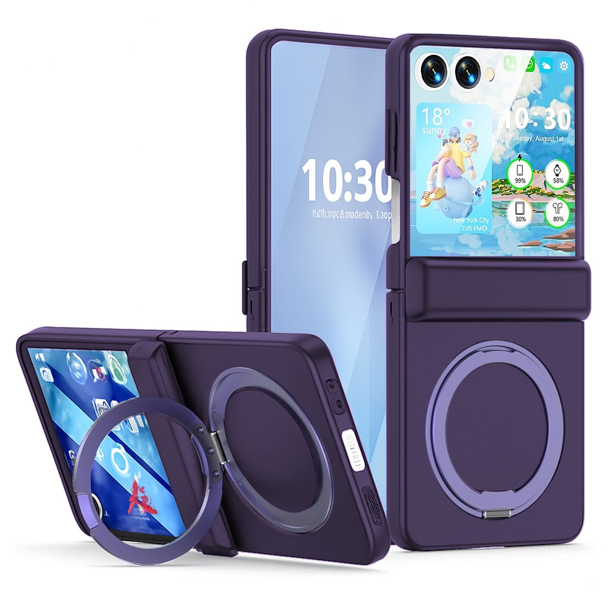 GENERICO - Funda Protectora Bisagra Soporte Compatible Samsung Z Flip 7 Morado
