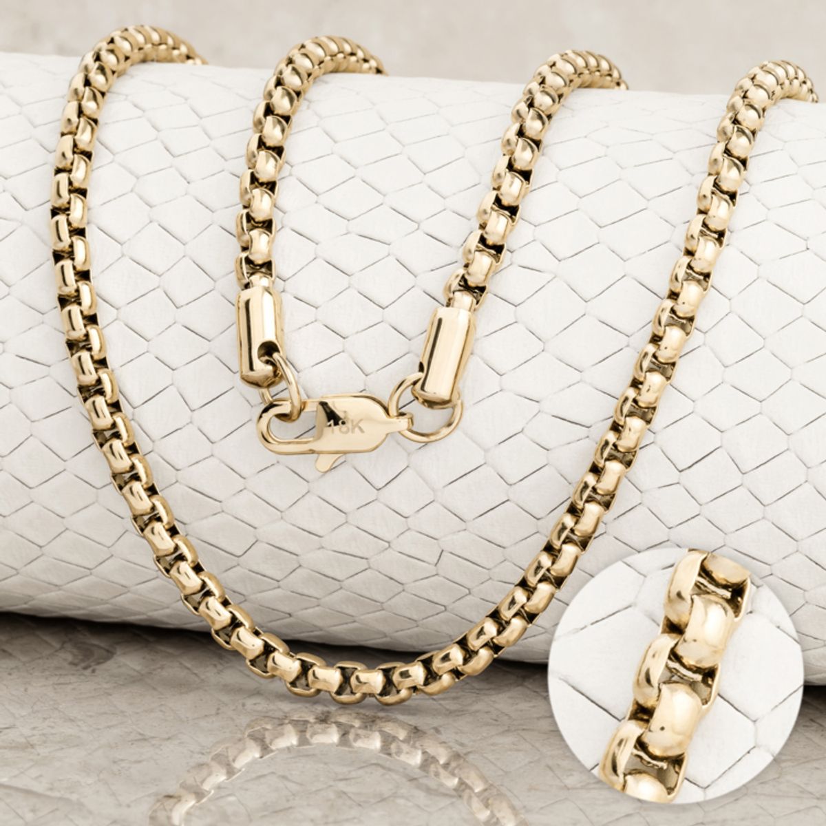 GLEAM GOLD - Cadena Unisex Veneciana en Oro Laminado 18K  4 mm x 65 cm