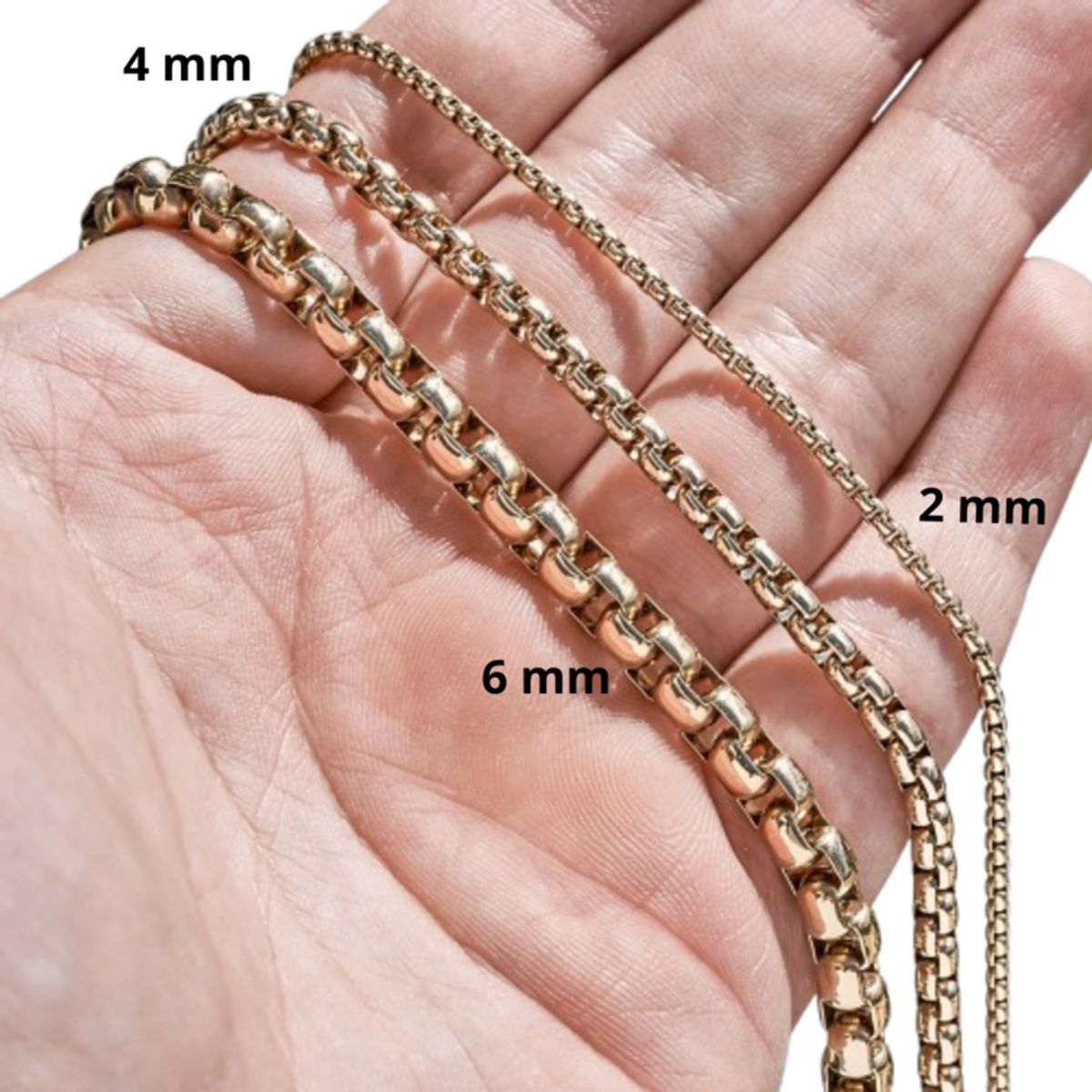 GLEAM GOLD - Cadena Unisex Veneciana en Oro Laminado 18K  4 mm x 65 cm