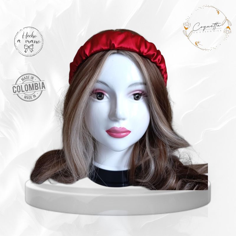 GENERICO - Balaca fruncida en satín premium licrado color Rojo