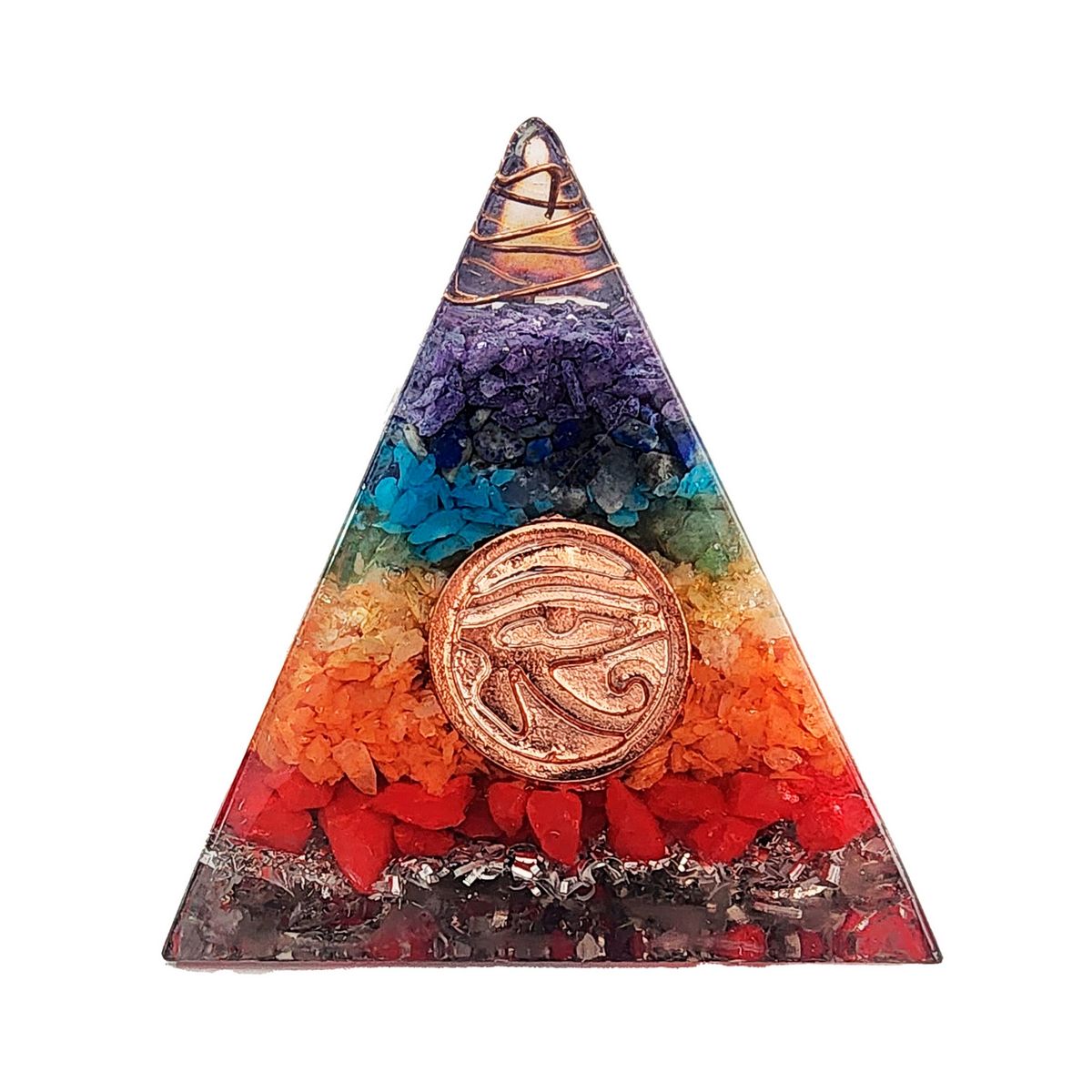 DAYOSHOP - Pirámide 7 Chakras Piedra Natural Orgonita Ojo De Horus