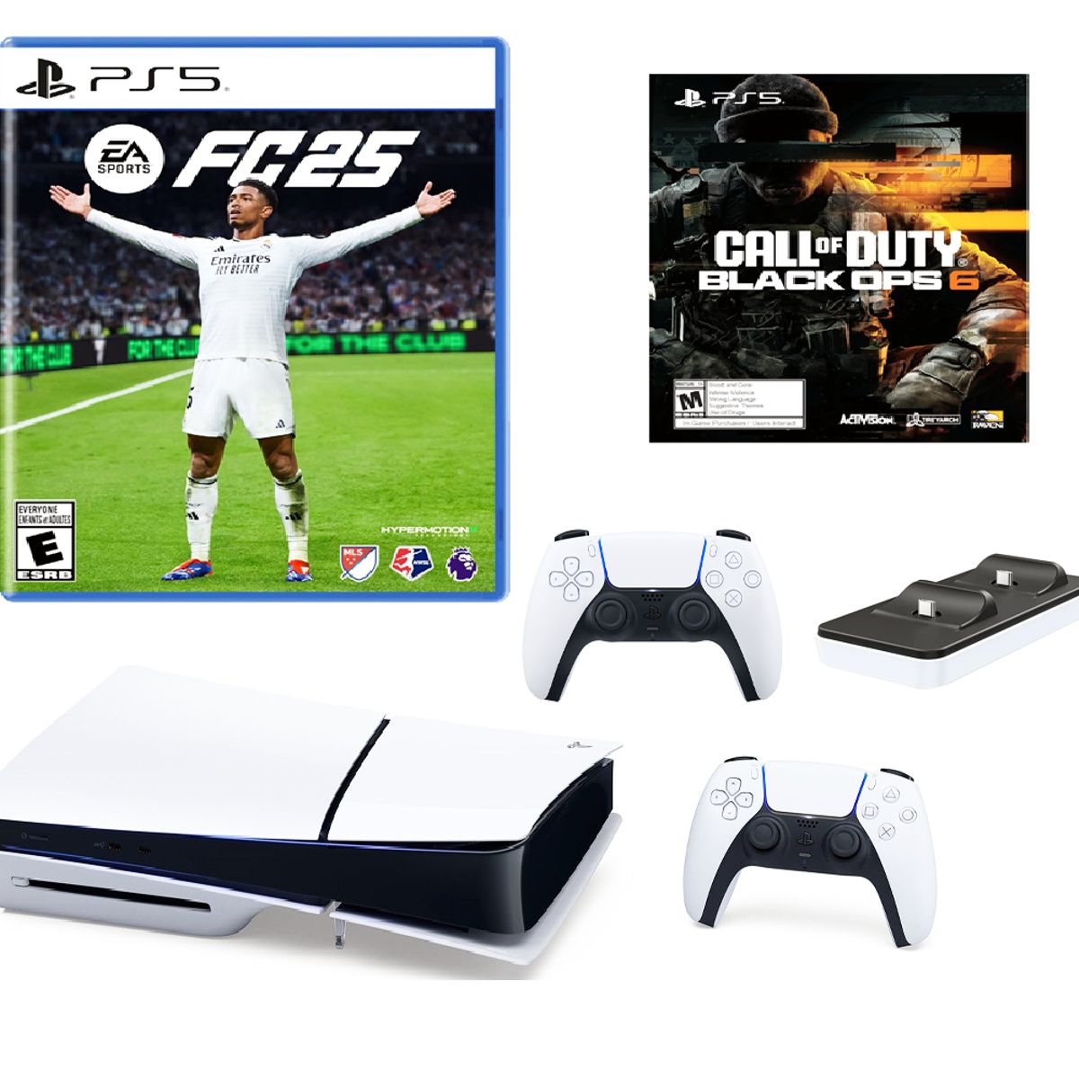 SONY - Consola Playstation5 1TB Slim PS5+2Controles+Fc25+ COD 6+Dobe