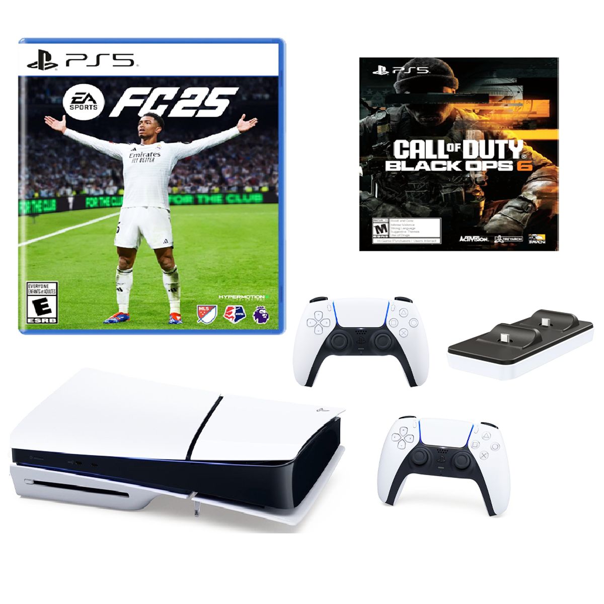 SONY - Consola Playstation5 1TB Slim PS5+2Controles+Fc25+ COD 6+Dobe