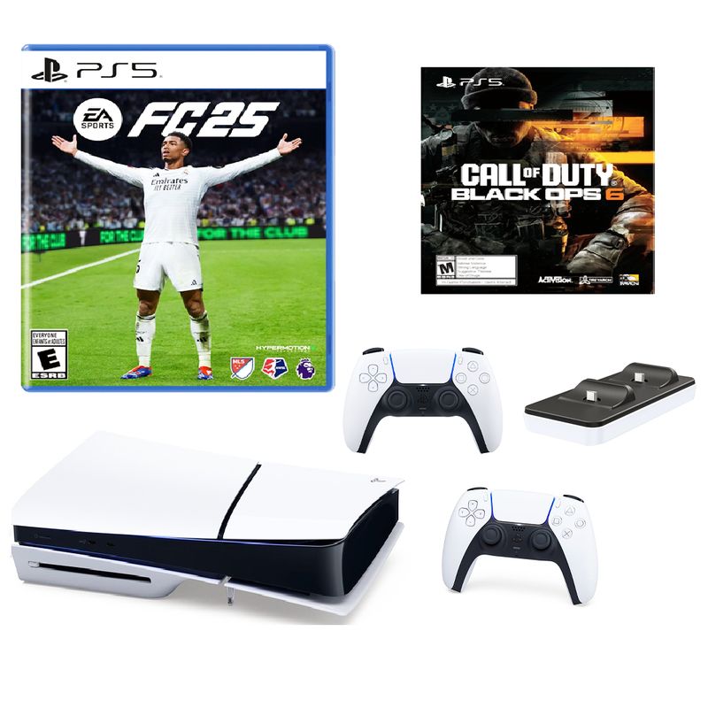 SONY - Consola Playstation5 1TB Slim PS5+2Controles+Fc25+ COD 6+Dobe