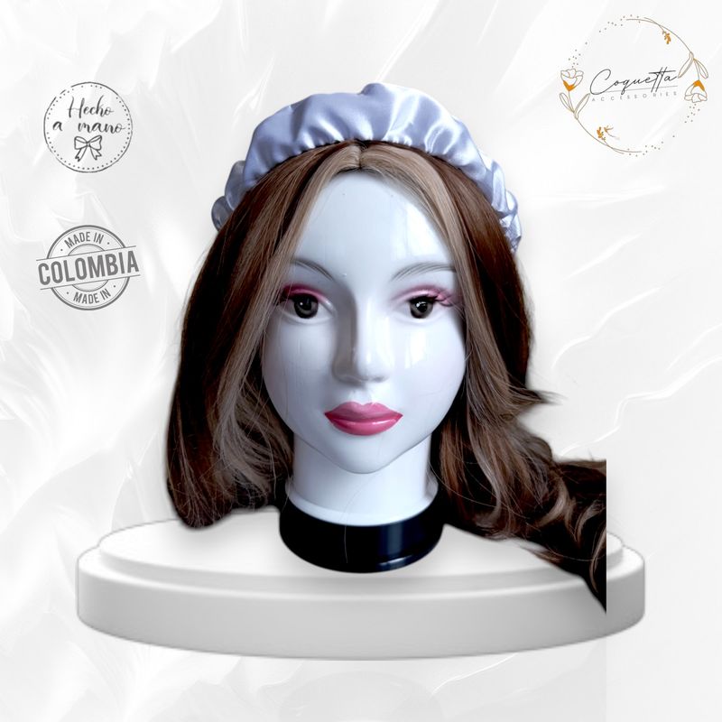 GENERICO - Balaca fruncida en satín premium licrado color Blanco