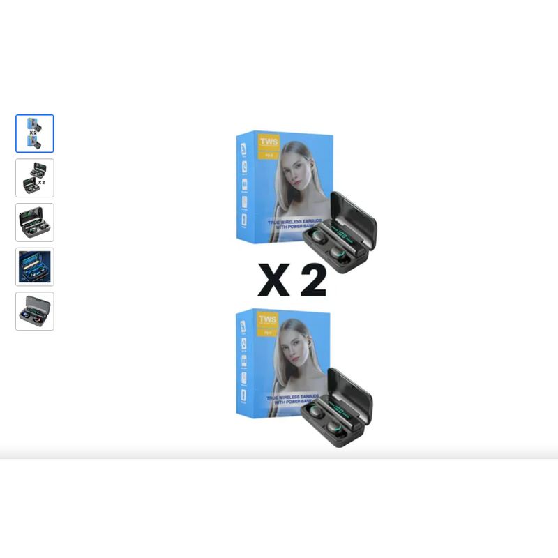 Dos Audífonos Inalámbricos Bluetooth Powerbank F9 Manos Libre