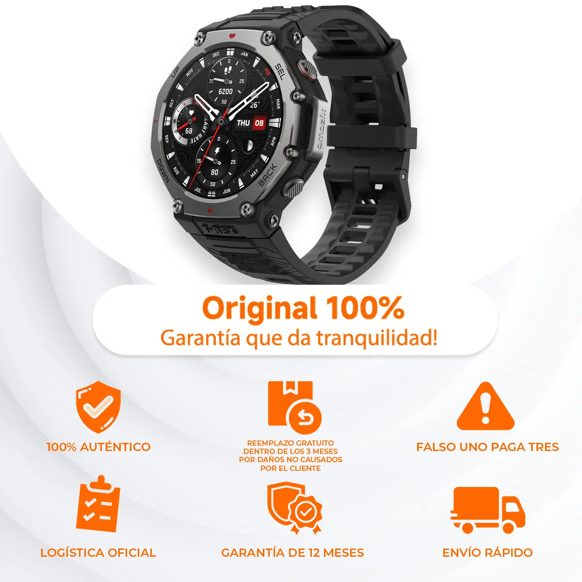 AMAZFIT - Reloj smartwatch inteligente Amazfit T-rex 3 1.5 de acero inoxidable