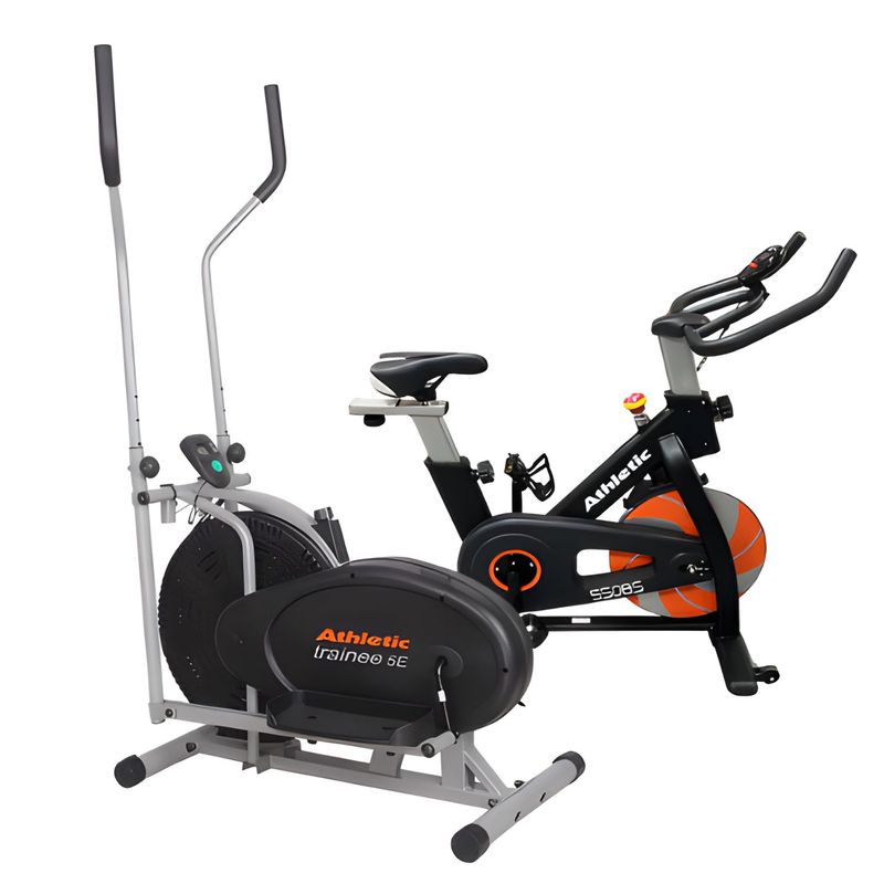 ATHLETIC - Combo Cardio Athletic Bicicleta Estática Spinning 550BS + Elíptica Trainee 5E