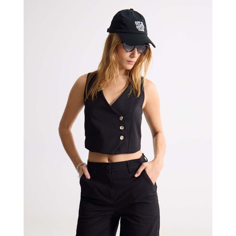 SEVEN SEVEN - Chaleco Para Mujer Plano Color Negro Marca Seven Seven #28250144
