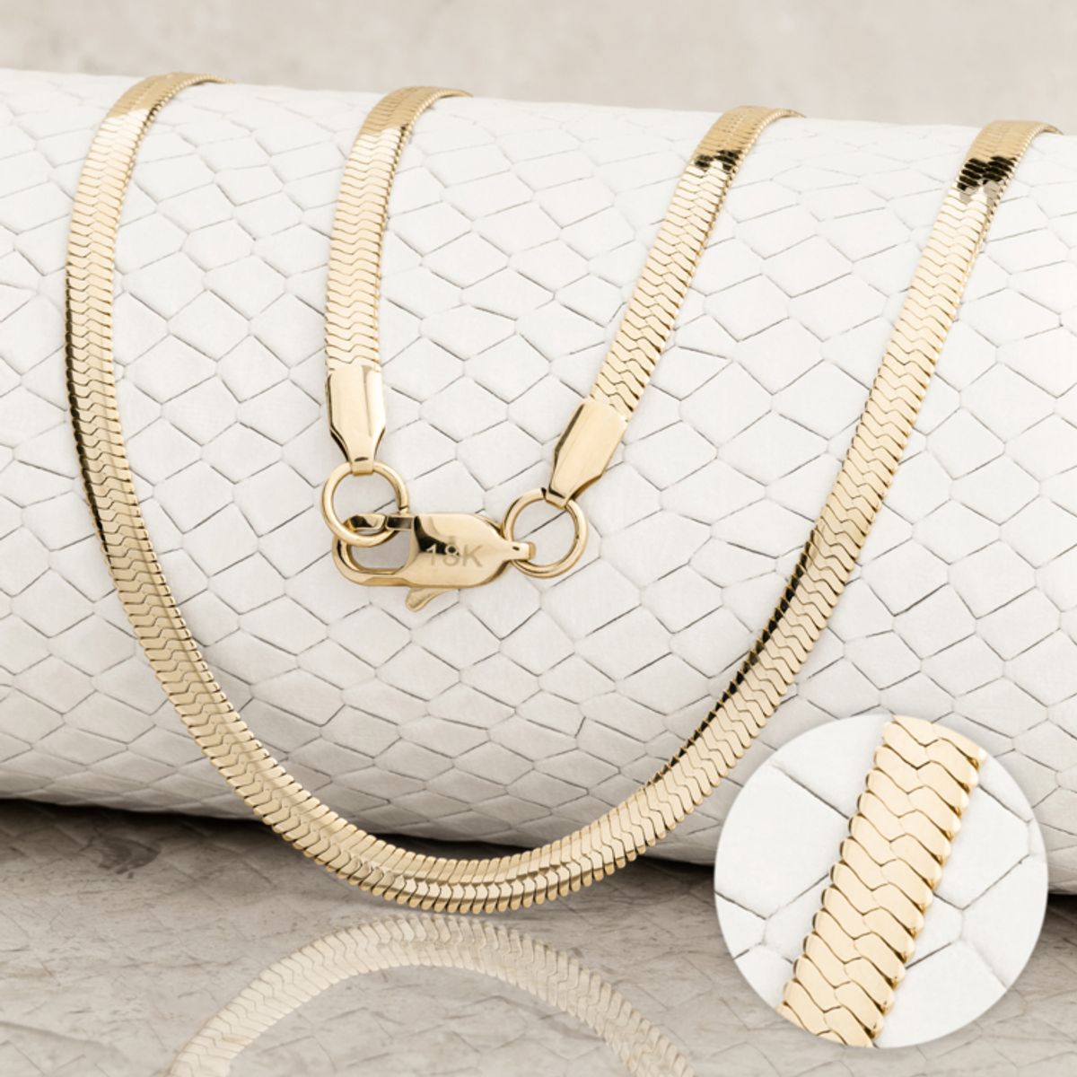 GLEAM GOLD - Cadena Unisex Tejido Egipcio en Oro Laminado 18K  6 mm x 65 cm