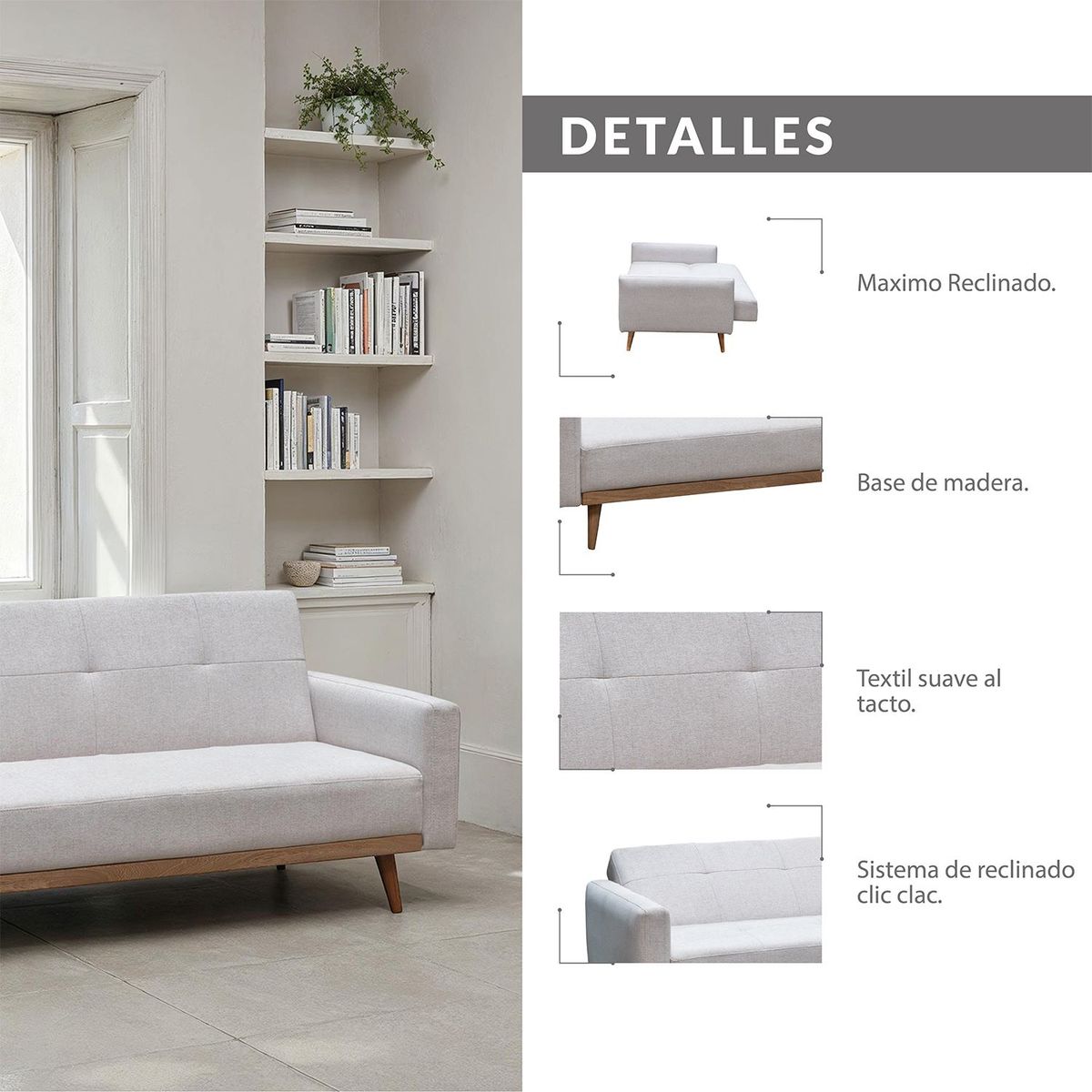 ELITE LIVING - SOFA CAMA MARK MICROFIBRA MARFIL