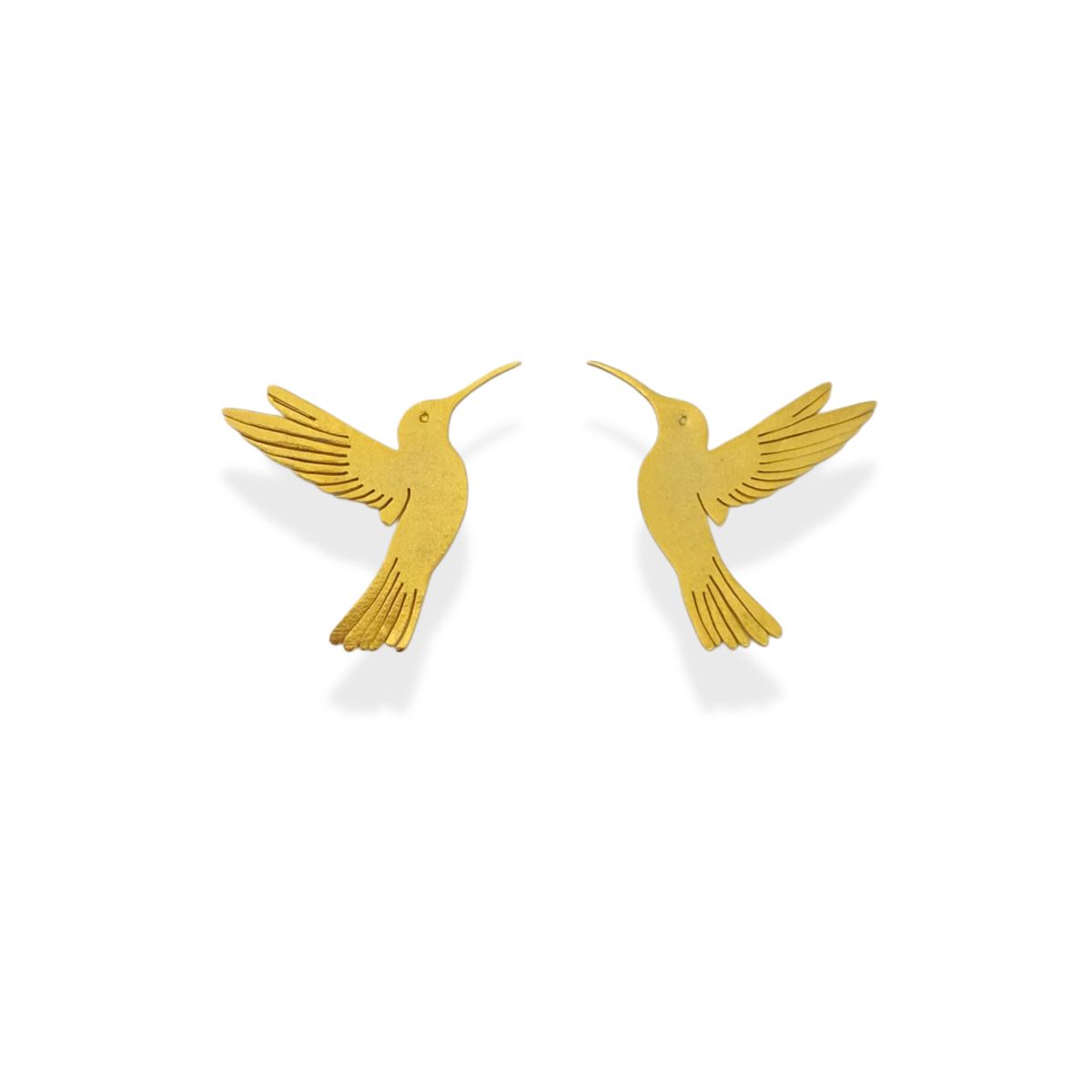 MERAKI - Aretes mujer colibrí bañados en oro 24kt - Aretes pequeños - Topos mujer
