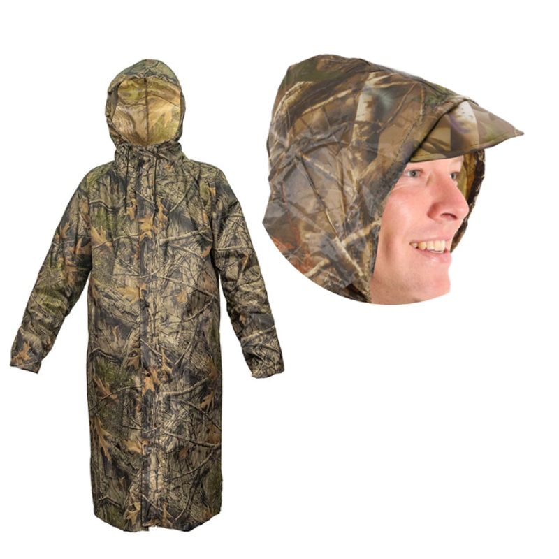 GENERICO - Impermeable Largo Chubasquero con Capucha Camuflado