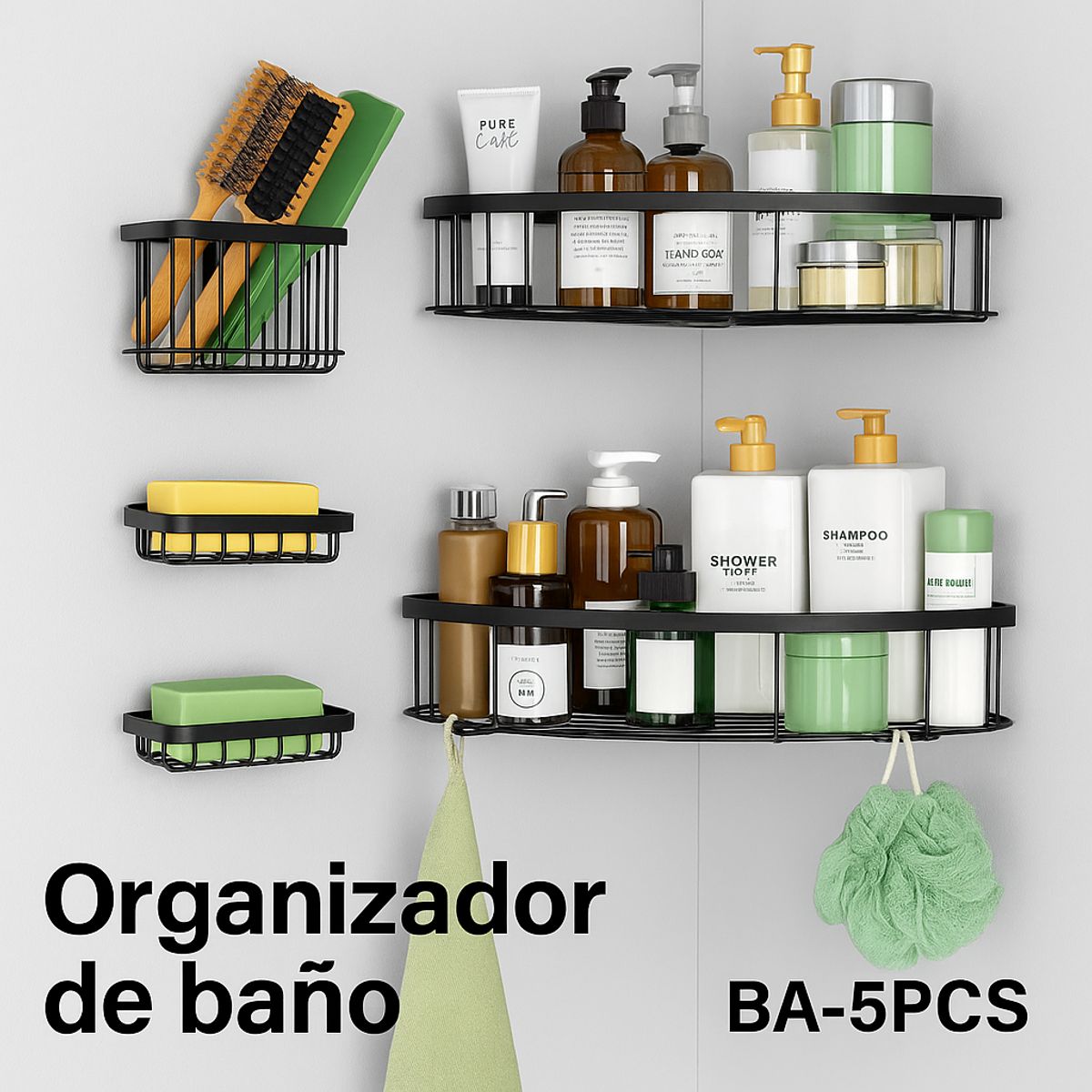 GENERICO - Organizador de Baño de Pared 5 Piezas BA-5PCS