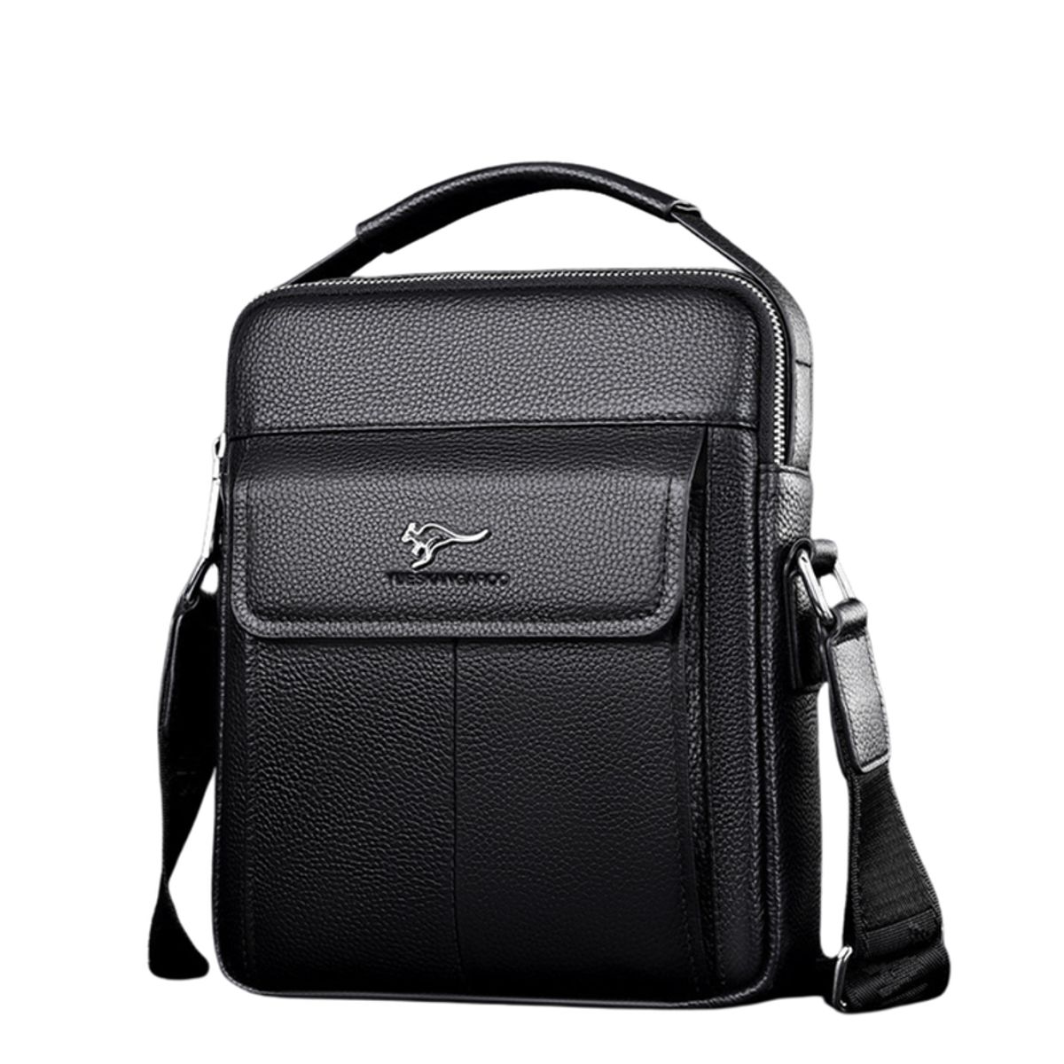 MULTIPLACE COLOMBIA - Bolso Manos Libres para Hombre en Cuero Sintético Negro-