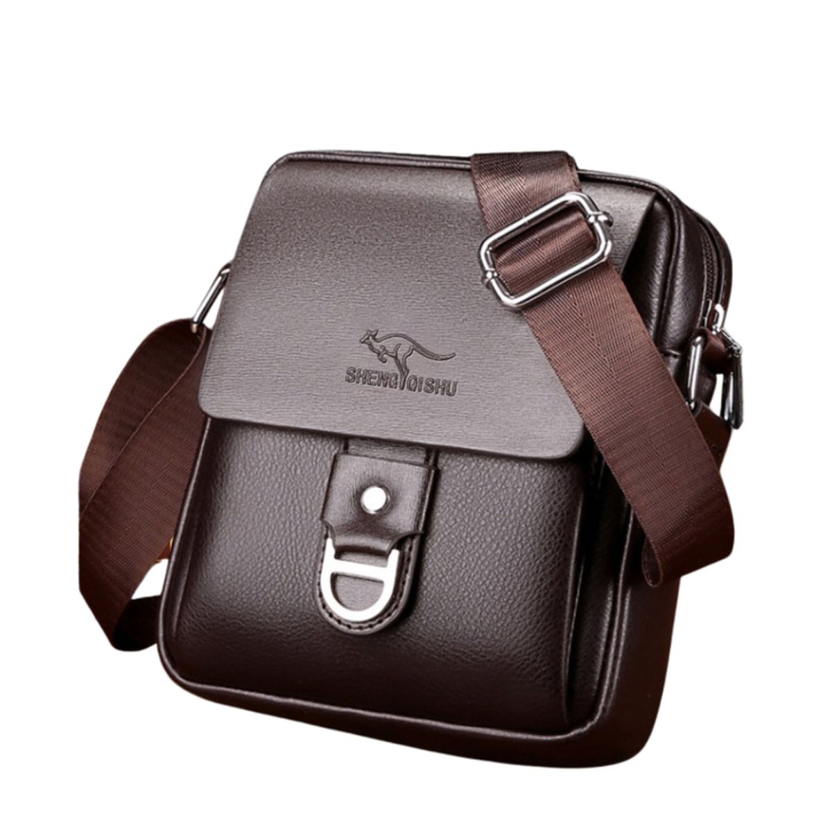 MULTIPLACE COLOMBIA - Bolso Manos Libres para Hombre en Cuero Sintético Café-