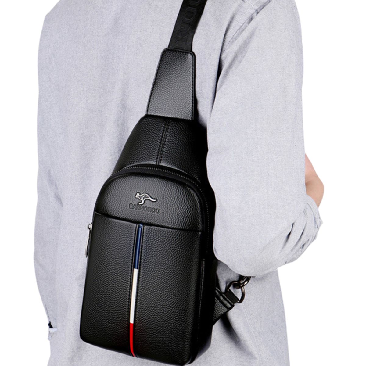 MULTIPLACE COLOMBIA - Bolso Manos Libres Tipo Pechera en Cuero Sintético para Hombre-