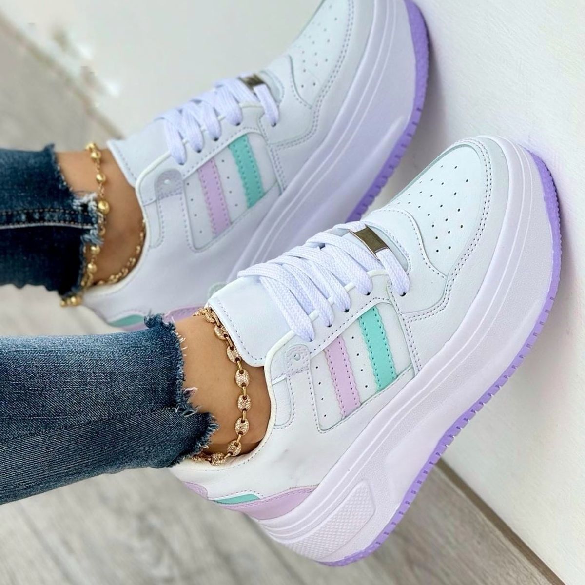 NACIONAL - Tenis Lila Morado Dama Zapatillas Zapatos Mujer Lindos Moda Casual