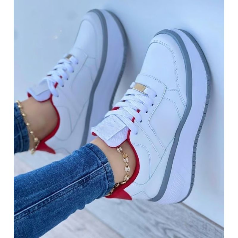 NACIONAL - Tenis Gris Rojo Dama Zapatillas Zapatos Mujer Lindos Moda Casual