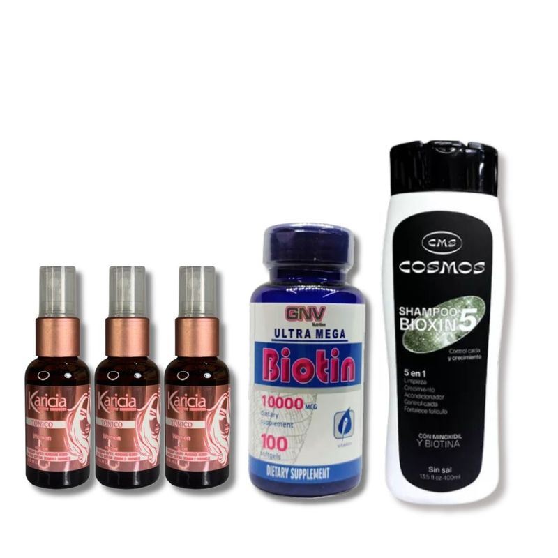 KARICIA - Anticaída Mujer Tónico Crecimiento Capixyl + Biotina + Shampoo sin sal