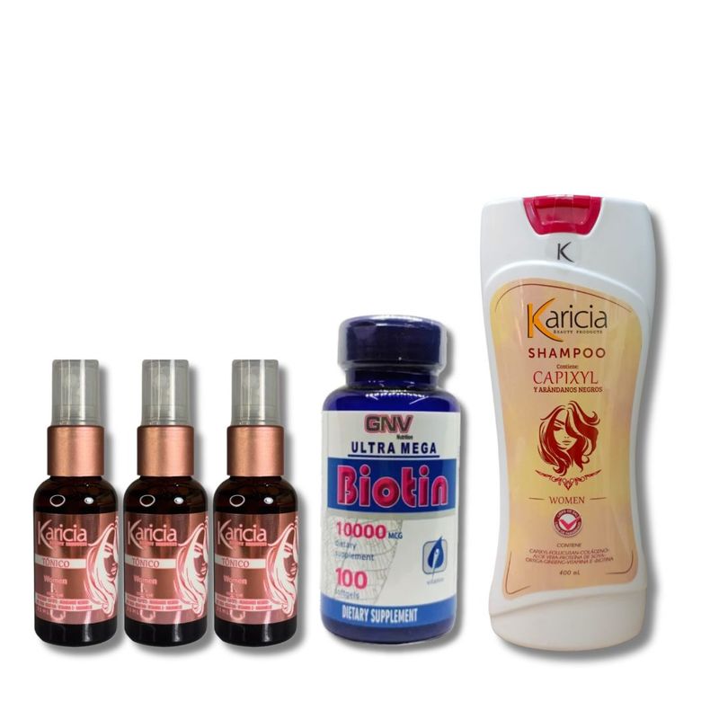 KARICIA - Combo Capixyl + Shampoo sin sal  Cabello Largo y Fuerte Mujer