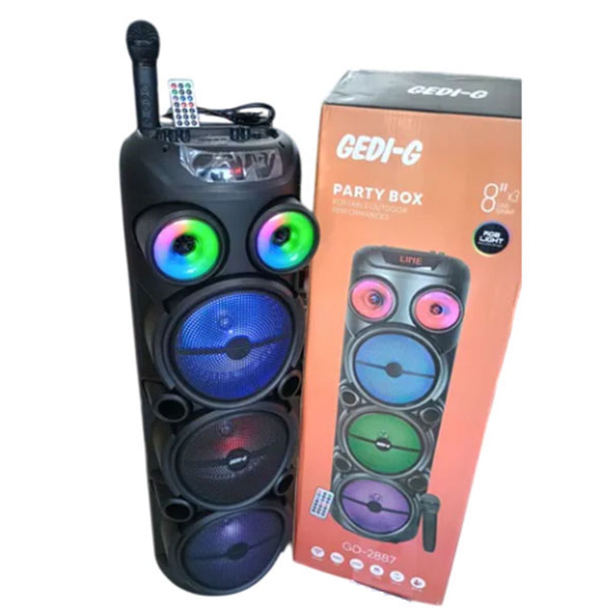 GENERICO - Torre De Sonido 8 X3 Gedi-g Portátil Recargable Negro