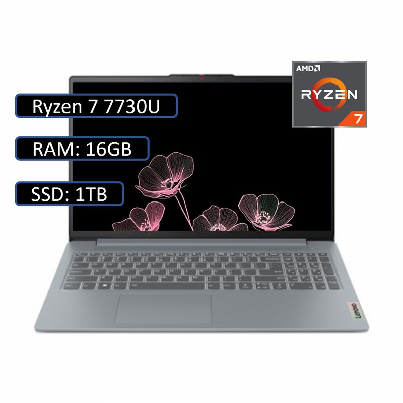 LENOVO - PORTATIL LENOVO SLIM AMD RYZEN 7 7730U RAM 16GB SSD 1TB WIN11 HOME