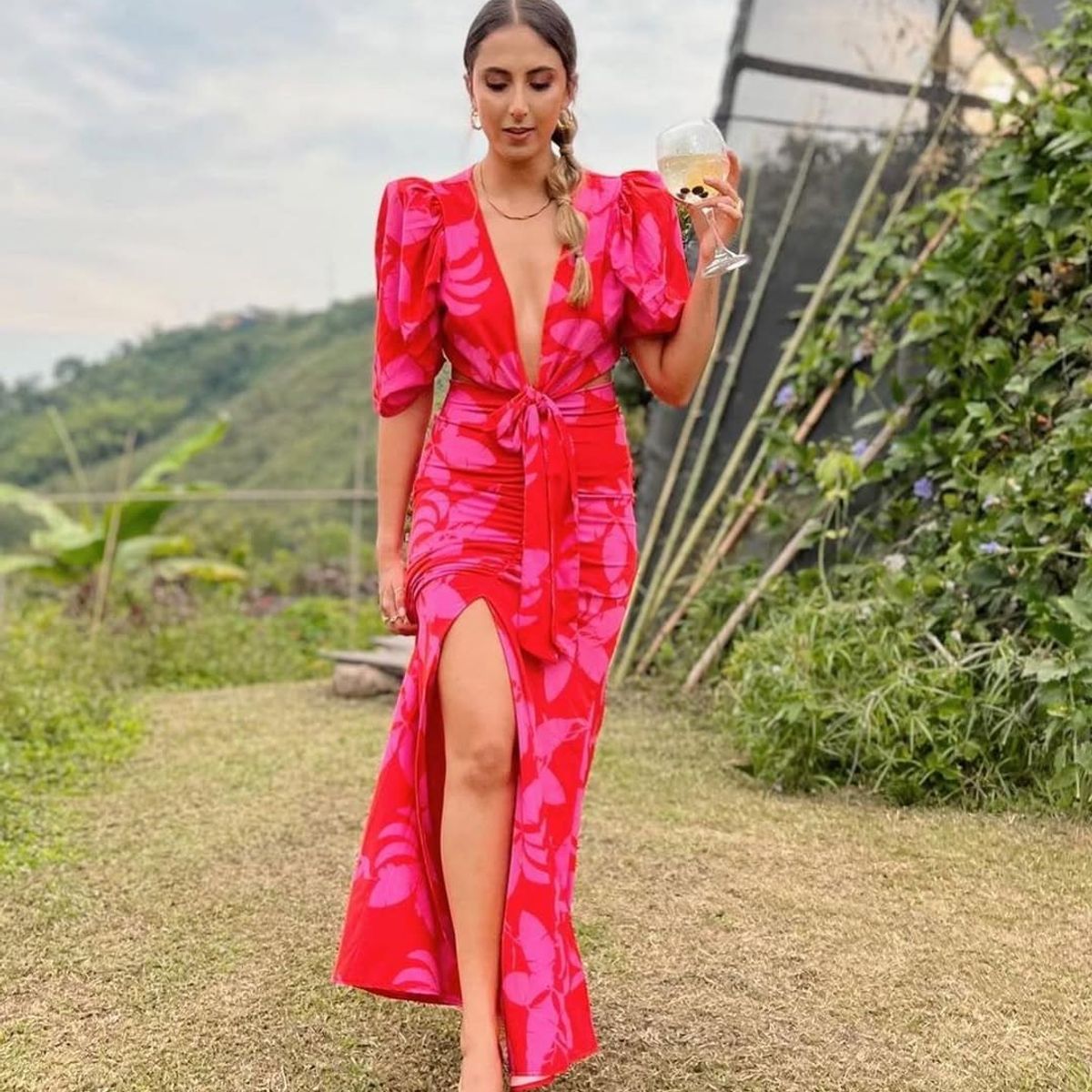 MARAMAR - VETIDO ROJO LARGO DE DOS PIEZAS