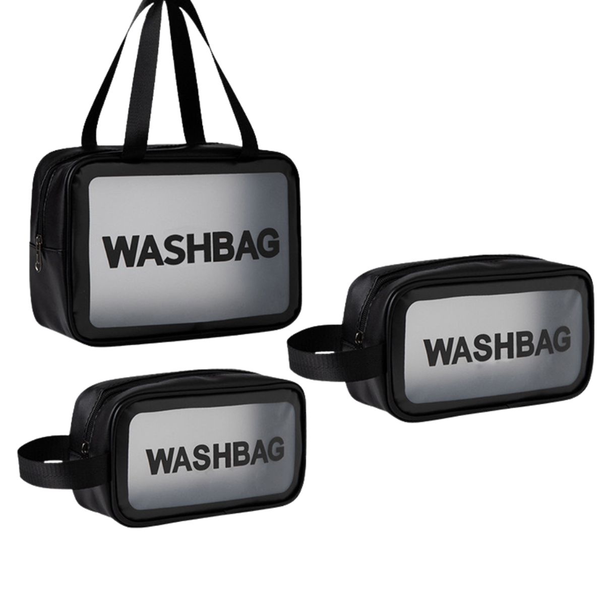 CRYSTAL - Set de Neceser Transparente x3 Bolsas de Aseo de Viaje Impermeables-