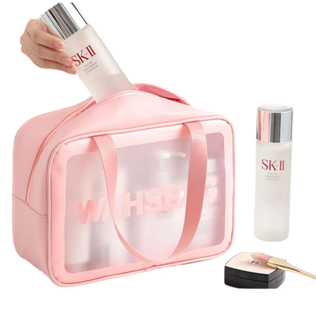 CRYSTAL - Set de Neceser Transparente x3 Bolsas de Aseo de Viaje Impermeables-