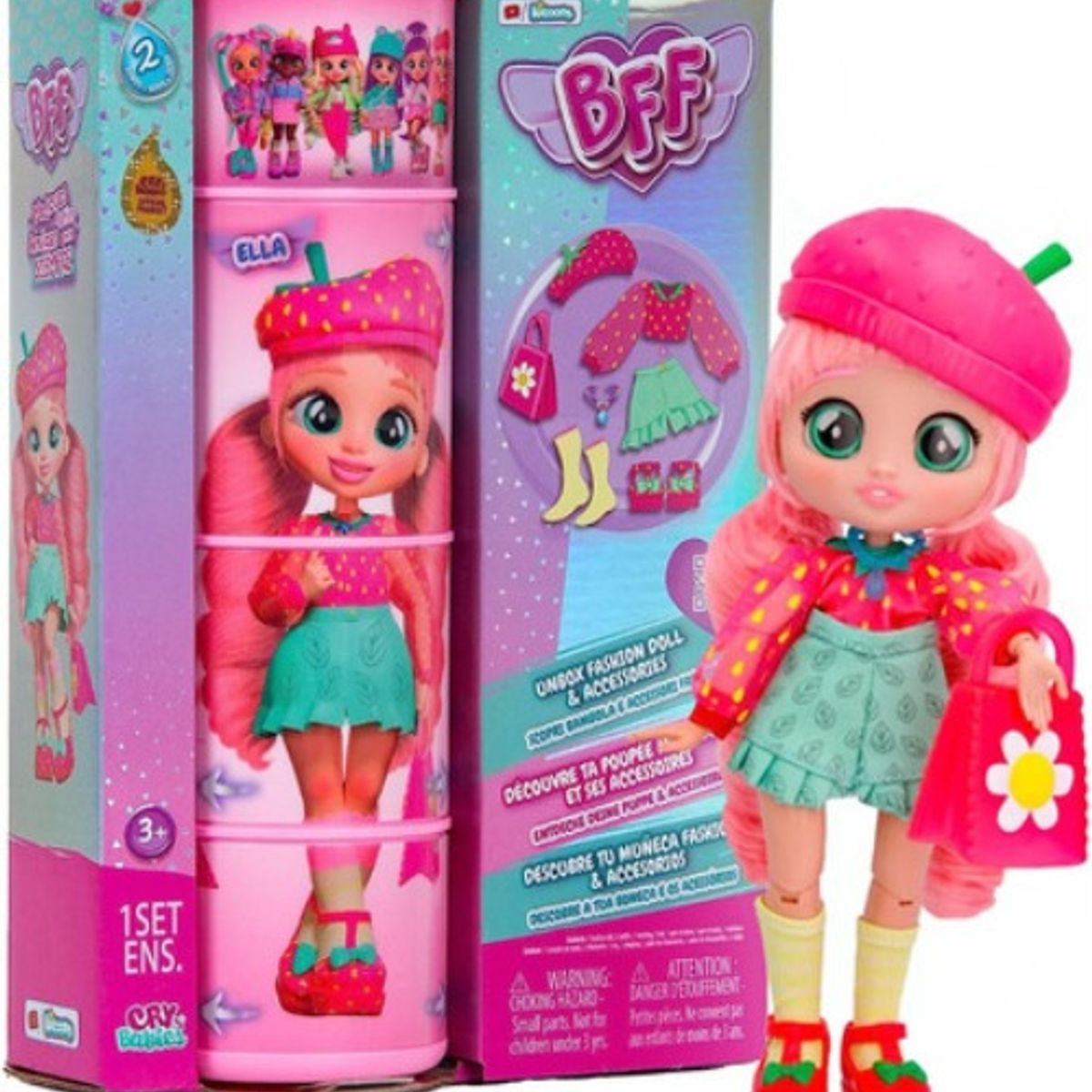 IMC TOYS - Cry Babies Bff Ella Muñeca De Moda Con Más De 9 Sorpresas