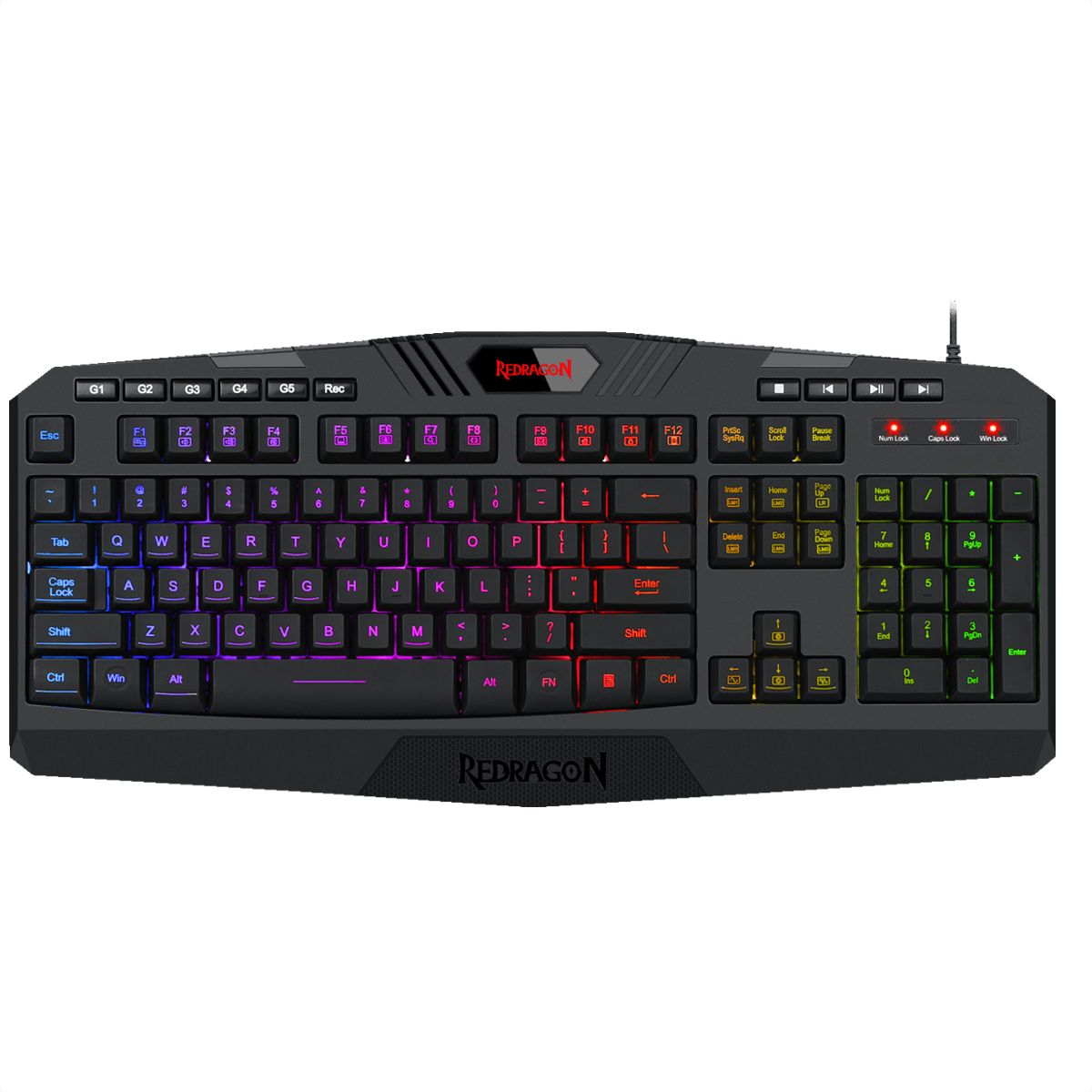REDRAGON - Teclado Gamer Redragon K503 Harpe RGB Retroiluminado 104 Teclas Antighosting Multimedia