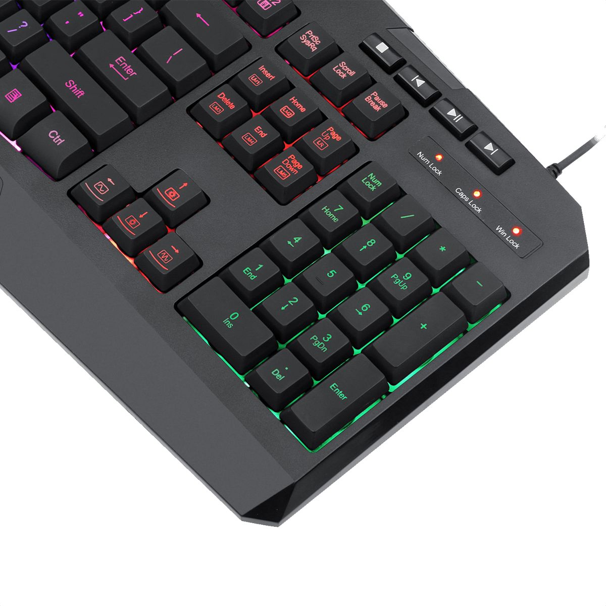 REDRAGON - Teclado Gamer Redragon K503 Harpe RGB Retroiluminado 104 Teclas Antighosting Multimedia